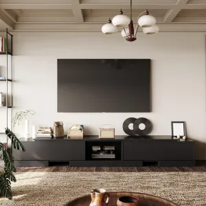 Extendable TV Stand with 2 Drawers, Modern TV Console Table with Shelf, Media Console Table Entertainment Center for Living Room Black 15.3”D x 63-93.7”W x 11.8”H