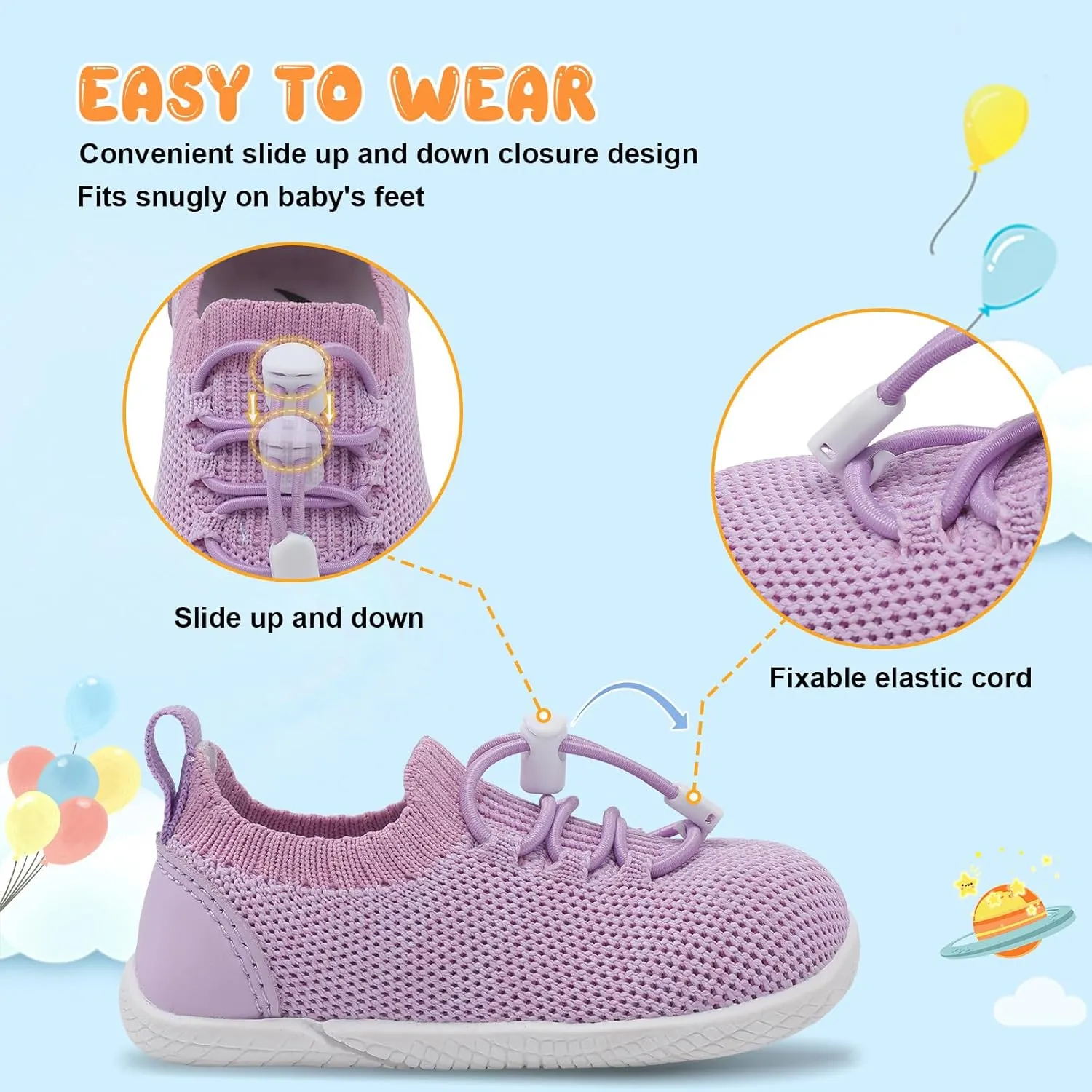 FEETCITY Baby Shoes Boys Girls First Walking Shoes Infant Sneakers Crib Shoes Breathable Lightweight Slip On Shoes