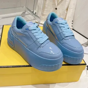 FENDI BLUE Cost-efficient Vibrant FENDI TRAINER IN CERULEAN LOW-TOP CALFSKIN