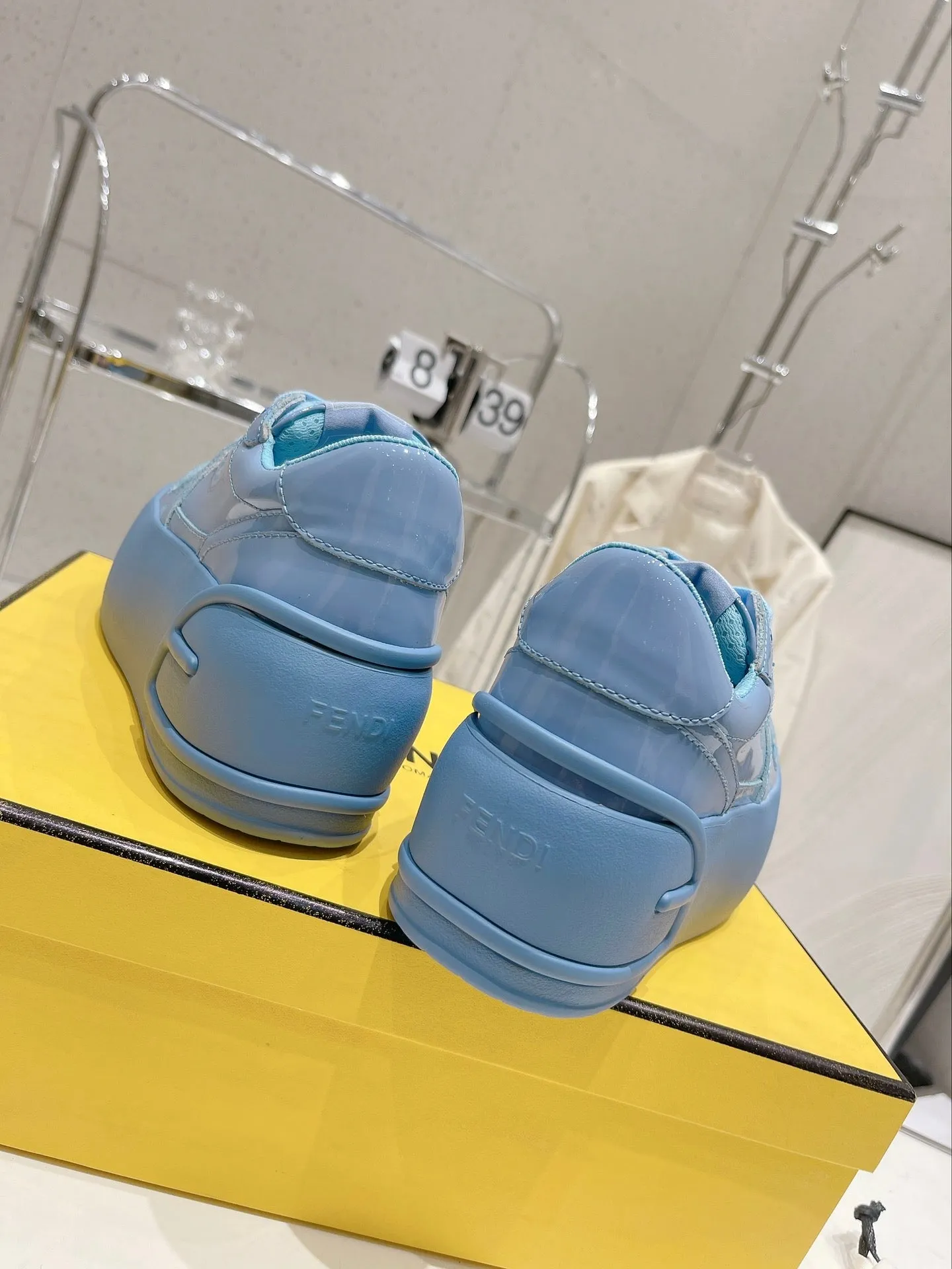 FENDI BLUE Cost-efficient Vibrant FENDI TRAINER IN CERULEAN LOW-TOP CALFSKIN