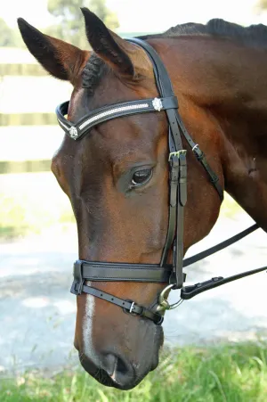 Flexible Fit Comfy 3 Row V with Shields Snaffle Bridle -BLACK