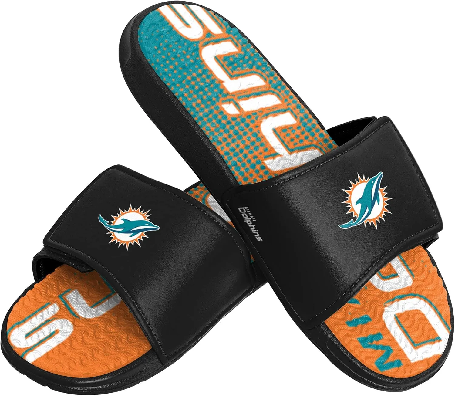 FOCO Miami Dolphins NFL Mens Gradient Wordmark Gel Slide - L