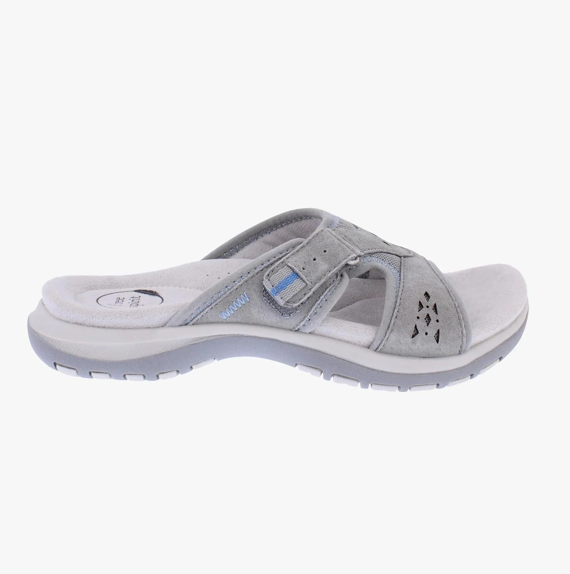 Free Spirit Womens Wickford 3 Smoke Grey Suede Leather Slip On Mule Sandals
