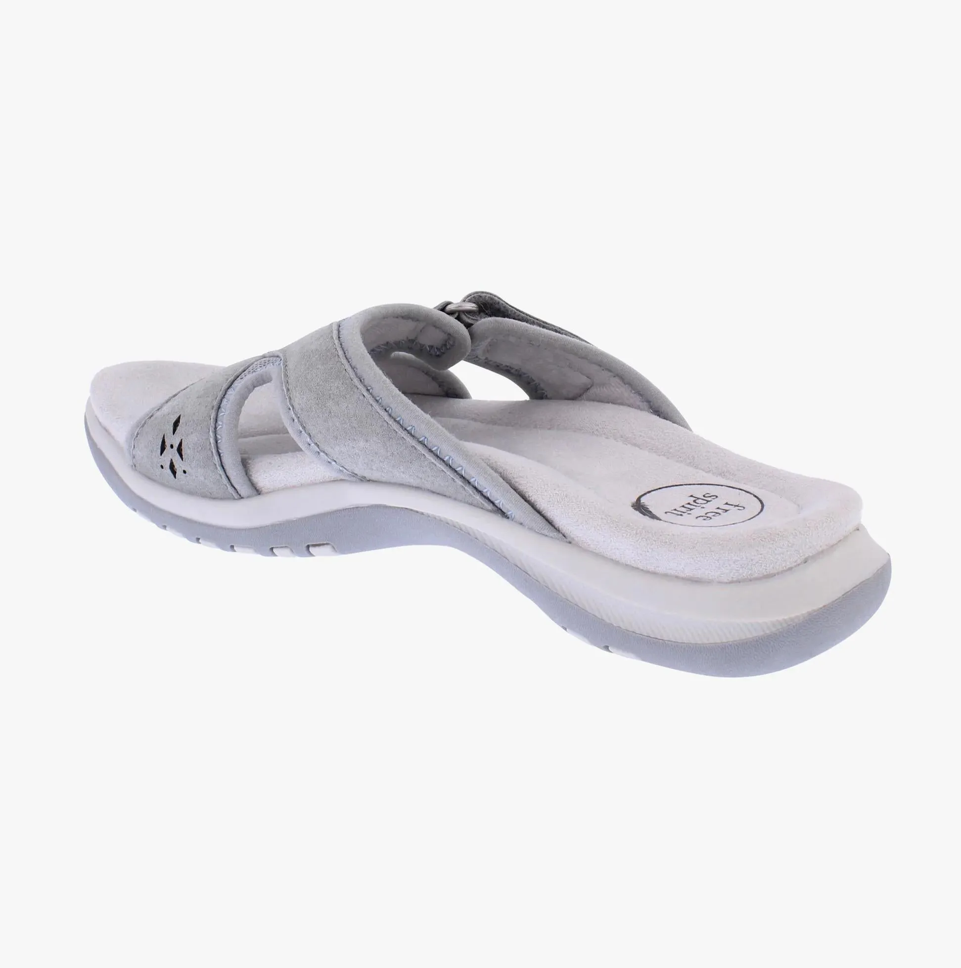 Free Spirit Womens Wickford 3 Smoke Grey Suede Leather Slip On Mule Sandals