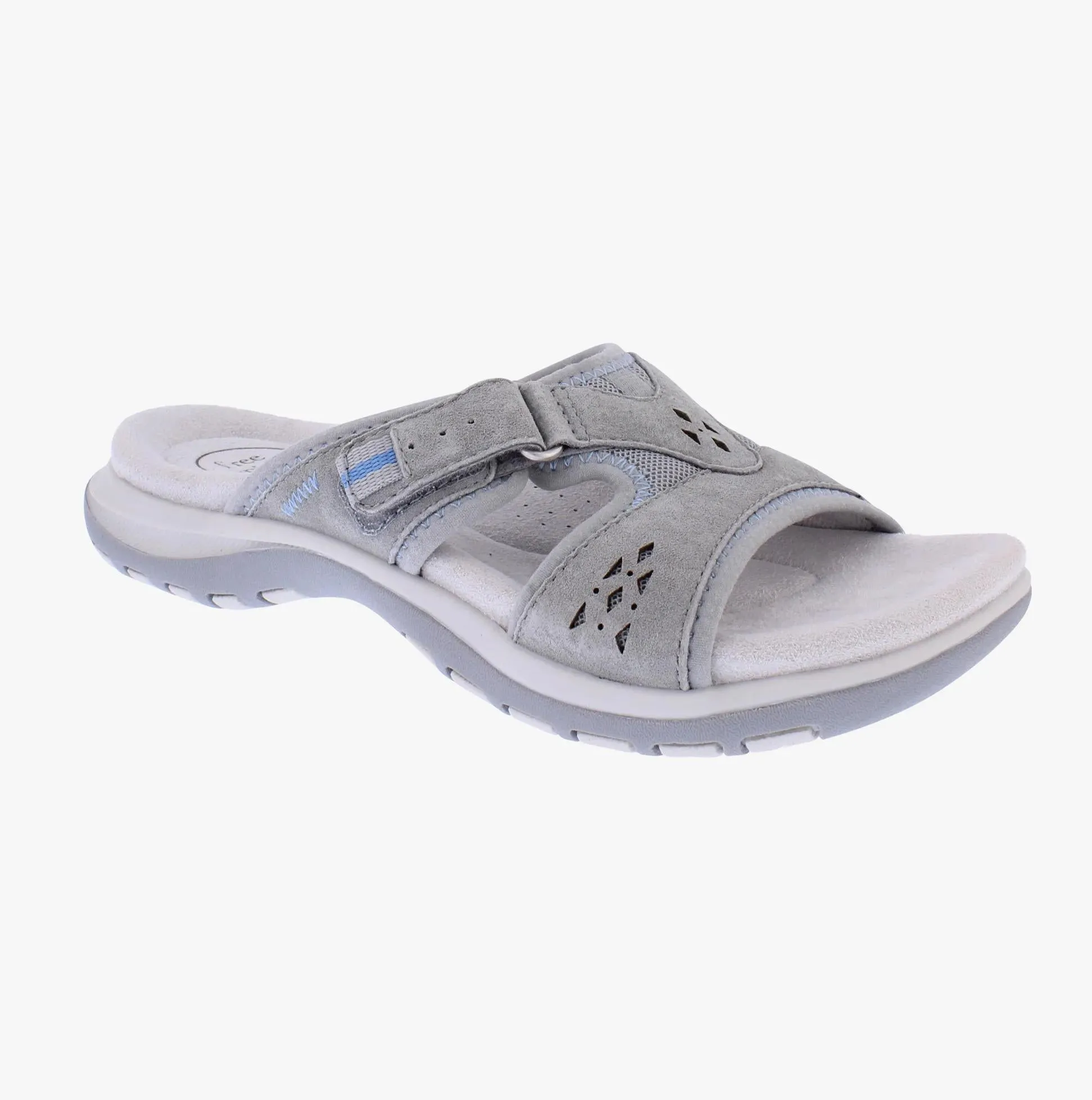 Free Spirit Womens Wickford 3 Smoke Grey Suede Leather Slip On Mule Sandals