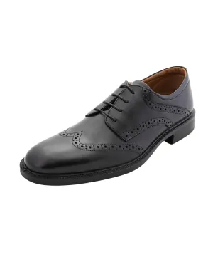 Gagliardi Black Leather Full Brogue Derby Comfort Shoes