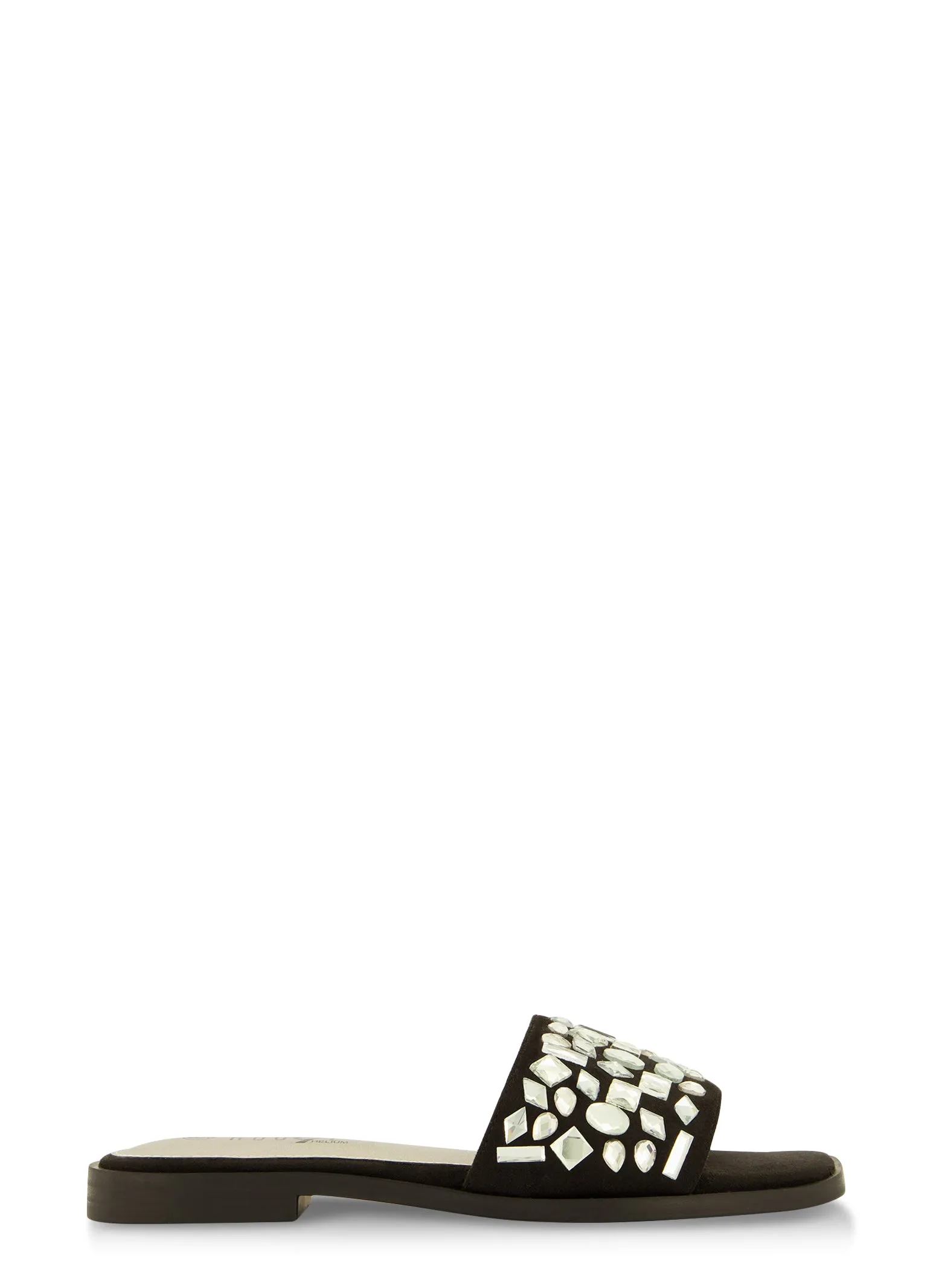 Gemstone Band Square Toe Slide Sandals