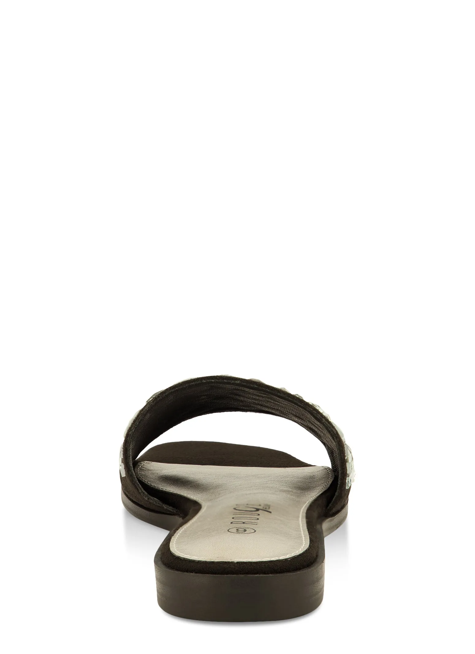 Gemstone Band Square Toe Slide Sandals