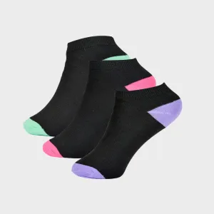 Girls 3pk Black Trainer Socks