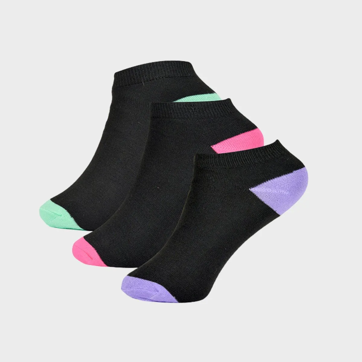 Girls 3pk Black Trainer Socks
