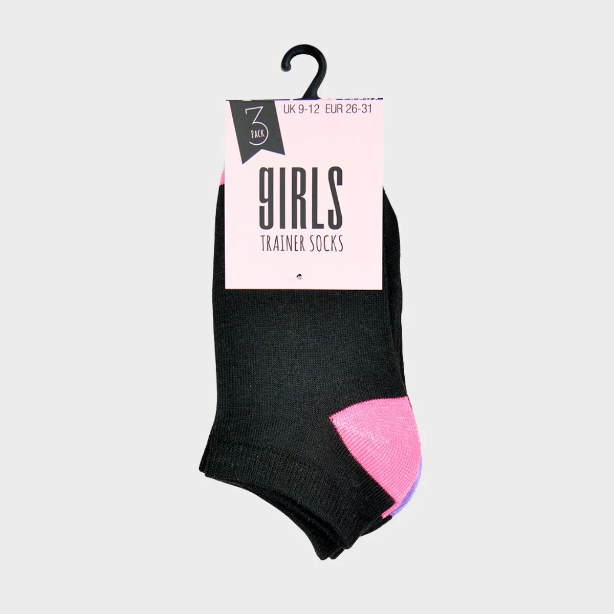 Girls 3pk Black Trainer Socks