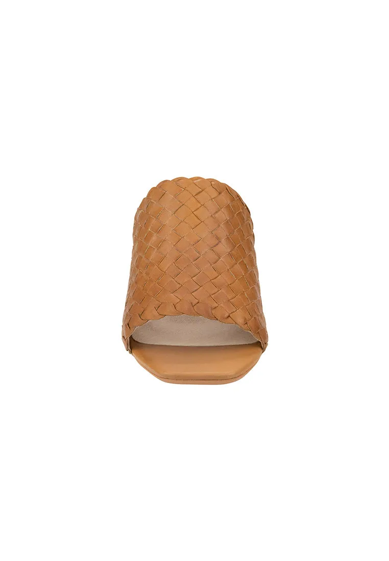 GRETTA OPEN TOE SLIDE Cognac Calf