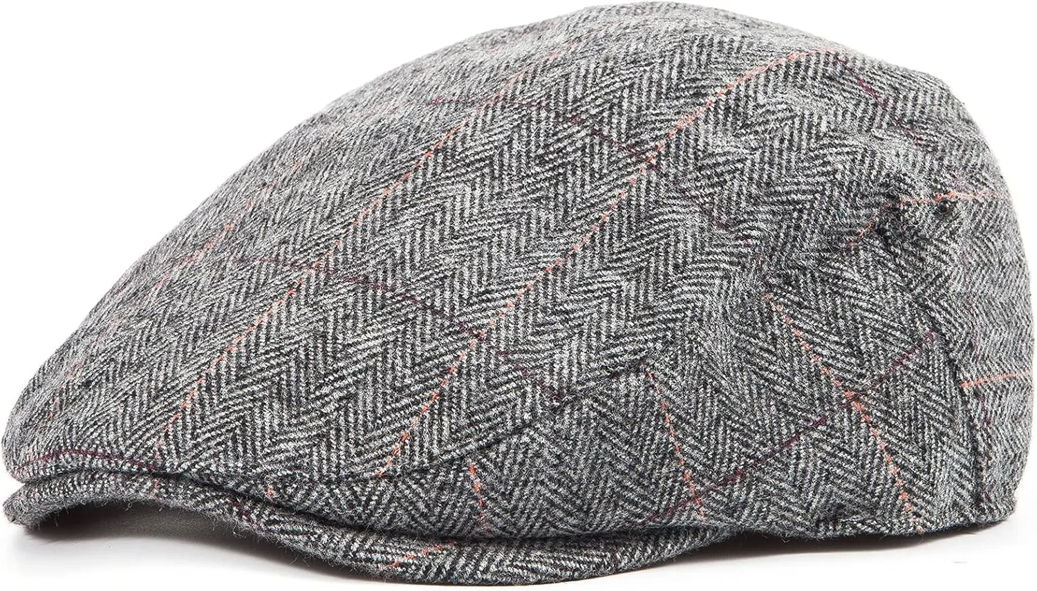 Herringbone Flat Ivy Newsboy Cap for Men Classic Wool Blend Tweed Cabbie Hat