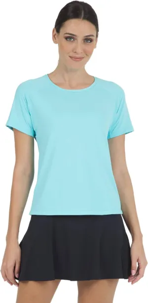 IBKUL Athleisure Wear Sun Protective UPF 50 Icefil Cooling Tech Solid Short Sleeve Crew Neck - 85000