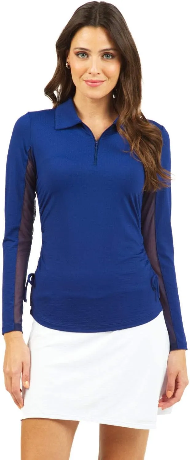 IBKUL Sun Protective UPF 50  Icefil Cooling Tech Adjustable Length Long Sleeve Polo 48000