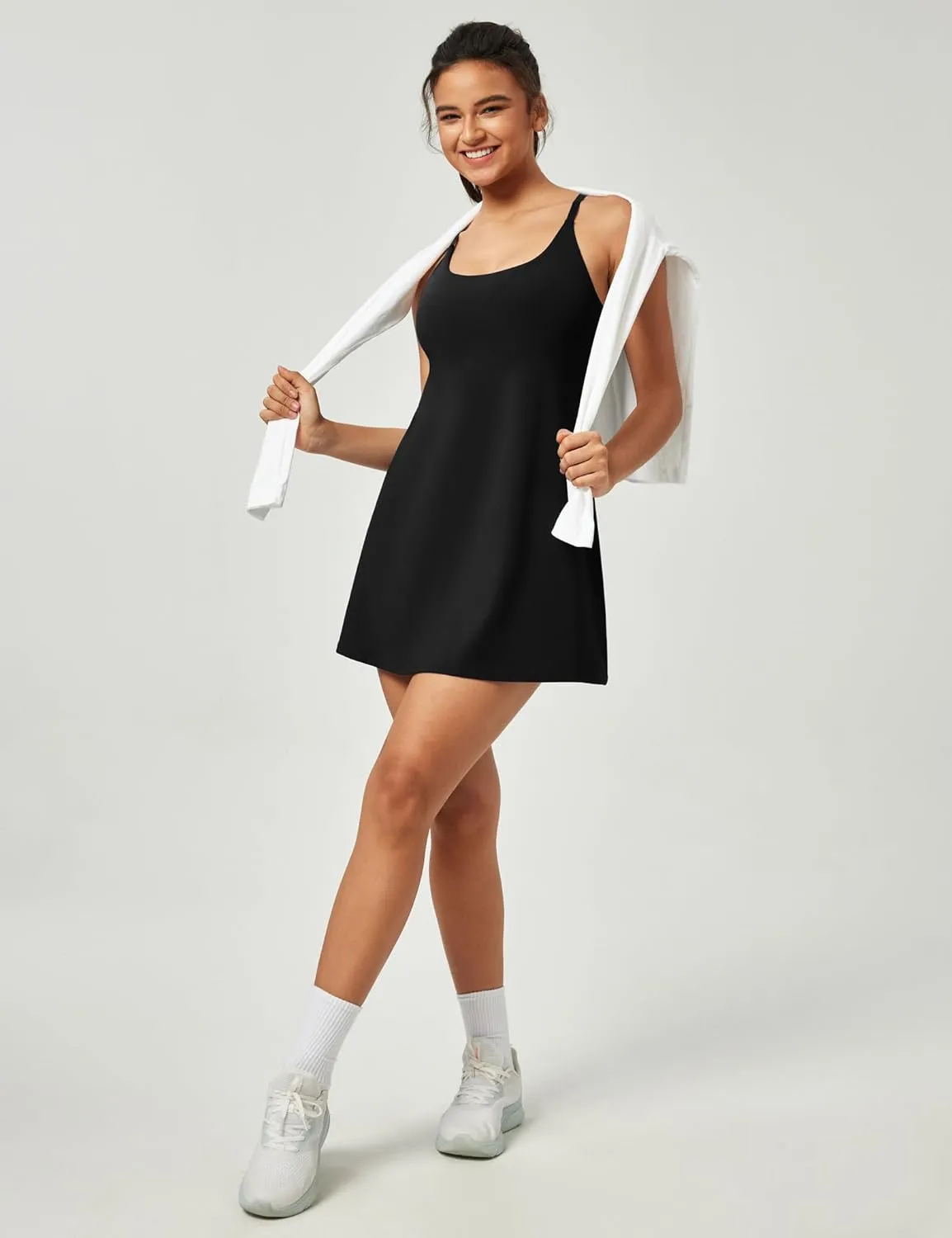 IUGA Tennis Dress for Women Athletic Golf Workout Dress with Built-in Shorts and Bra, Adjustable Straps & Pockets