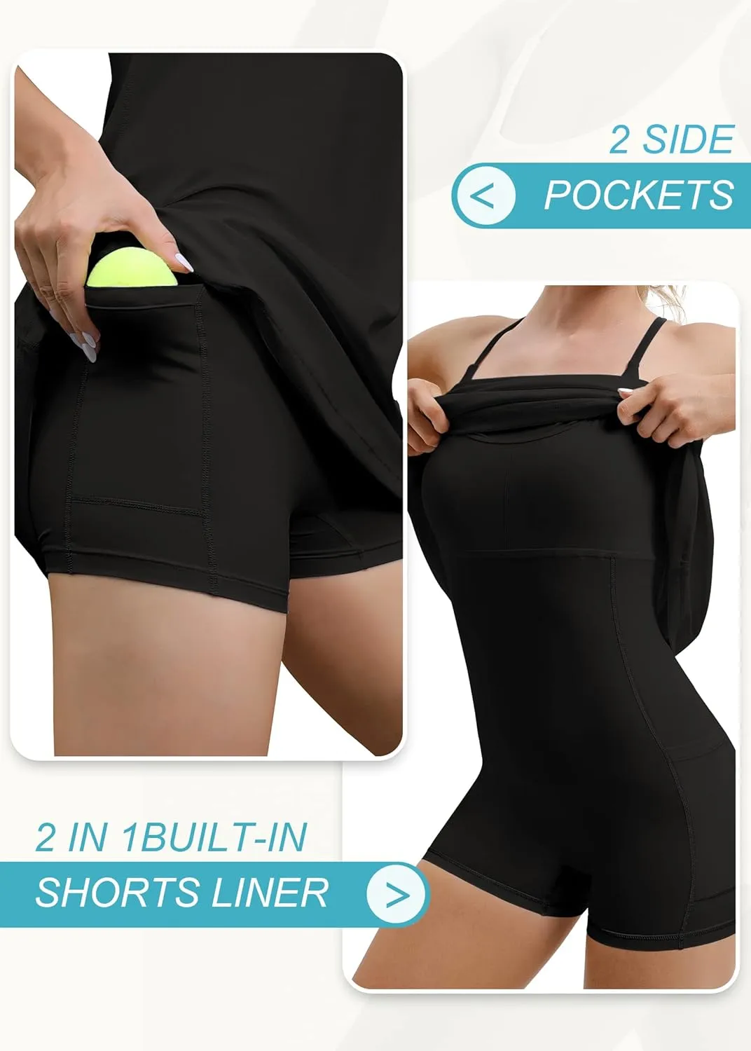IUGA Tennis Dress for Women Athletic Golf Workout Dress with Built-in Shorts and Bra, Adjustable Straps & Pockets