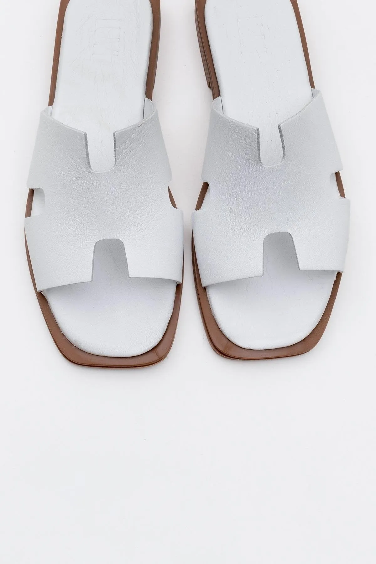 Jez - White Leather Slide Sandal (Women)