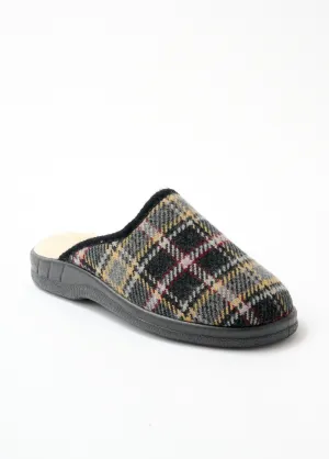 Large width wool-lined mule slipper