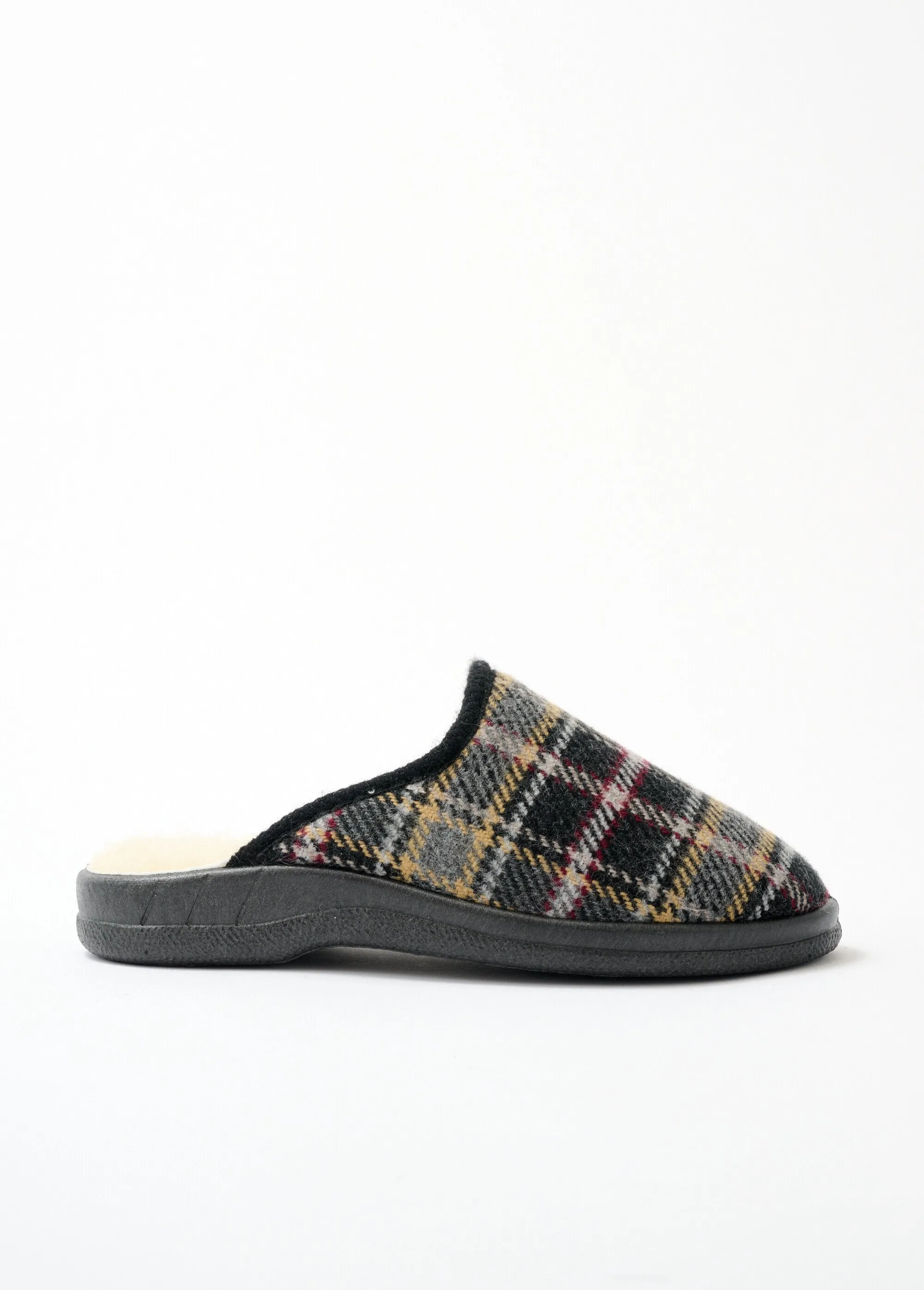 Large width wool-lined mule slipper