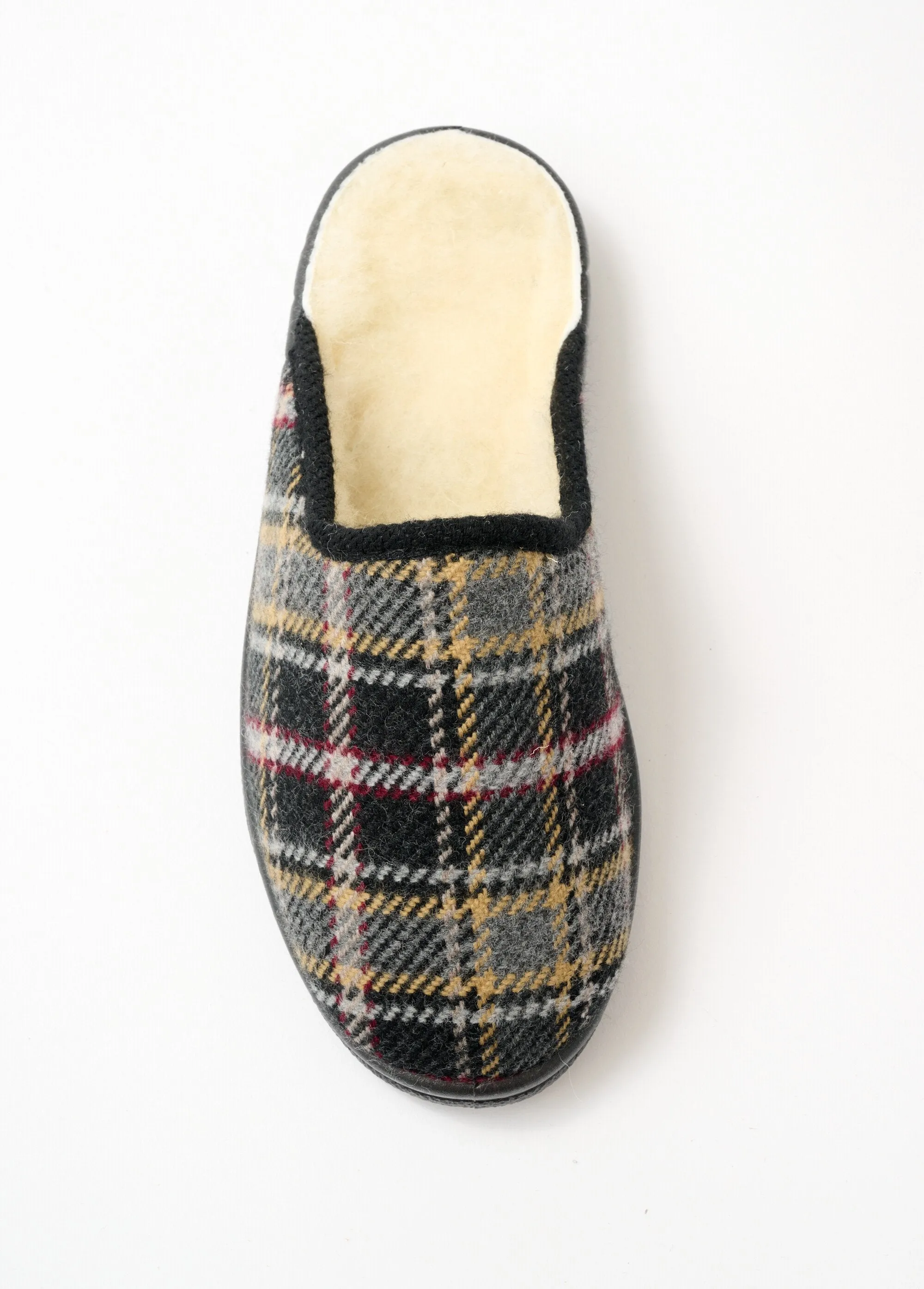 Large width wool-lined mule slipper