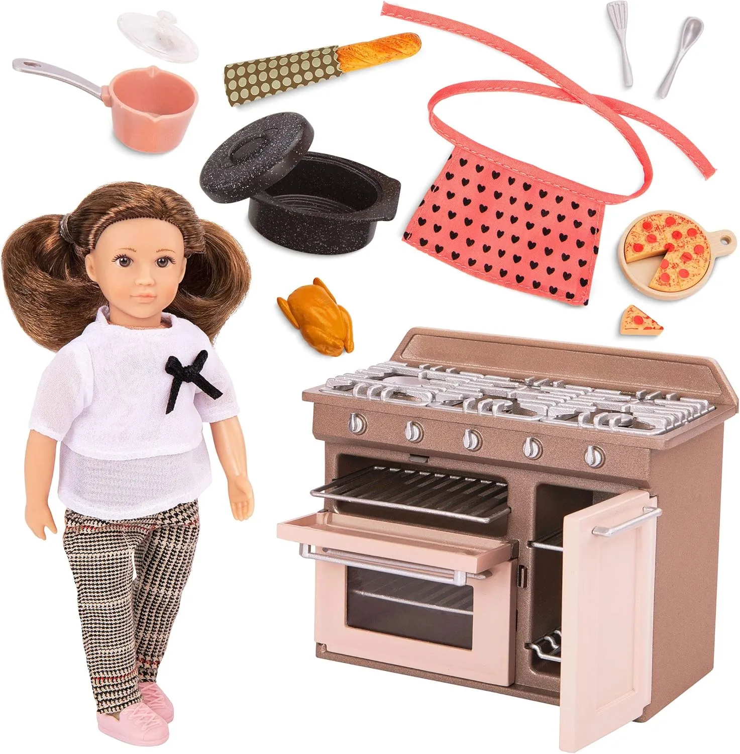 Lori Dolls – Cornelia's Kitchen Set – Mini Doll & Kitchen Play Set – 6-inch Doll & Cooking Accessories – Toy Oven, Stove & Play Food – Toys for Kids – 3 Years  