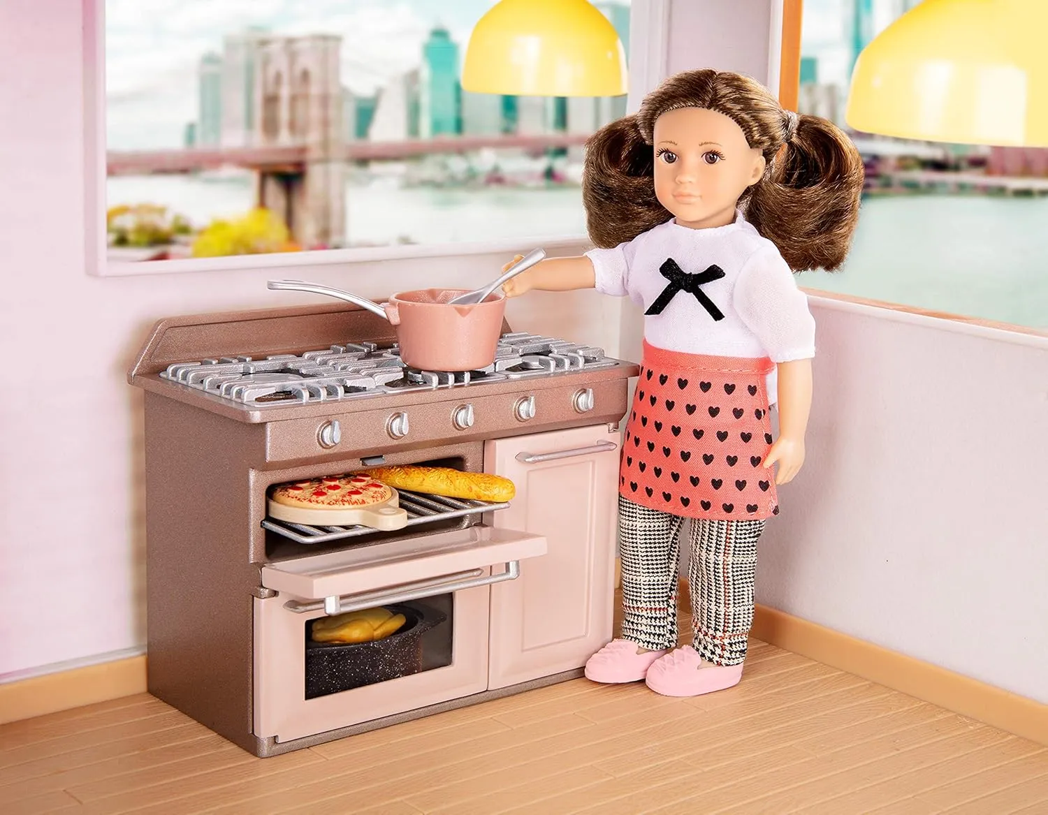 Lori Dolls – Cornelia's Kitchen Set – Mini Doll & Kitchen Play Set – 6-inch Doll & Cooking Accessories – Toy Oven, Stove & Play Food – Toys for Kids – 3 Years  
