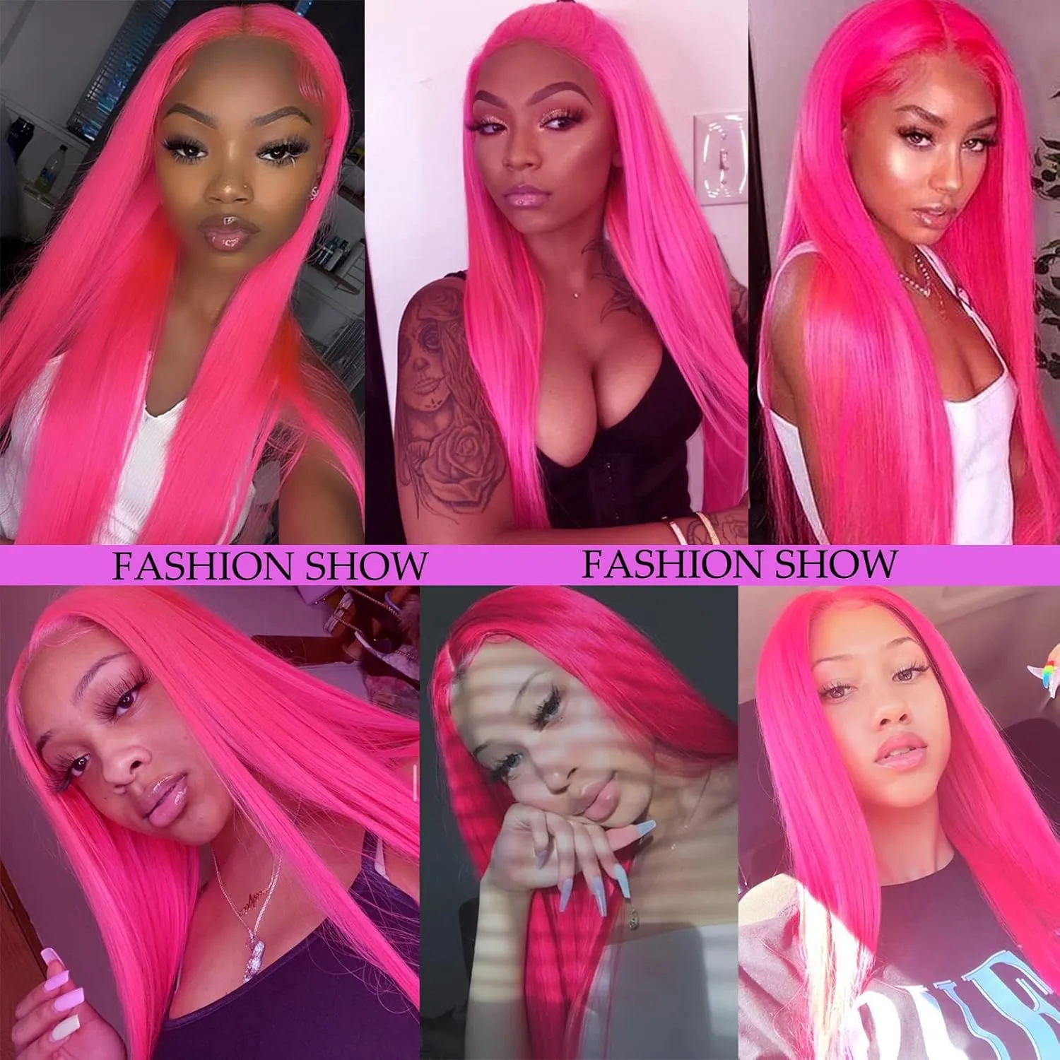 Lovestory Magenta Hair Lace Front Wigs Long Straight Hot Pink Color Heat Resistant Hair Glueless Synthetic Lace Frontal Wig for Women