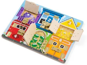 Melissa & Doug Wooden Latches Board Sensory Activity Toy For Kids, Doors And Locks Toy, Wooden Busy Board, Toddler Toys For Ages 3 