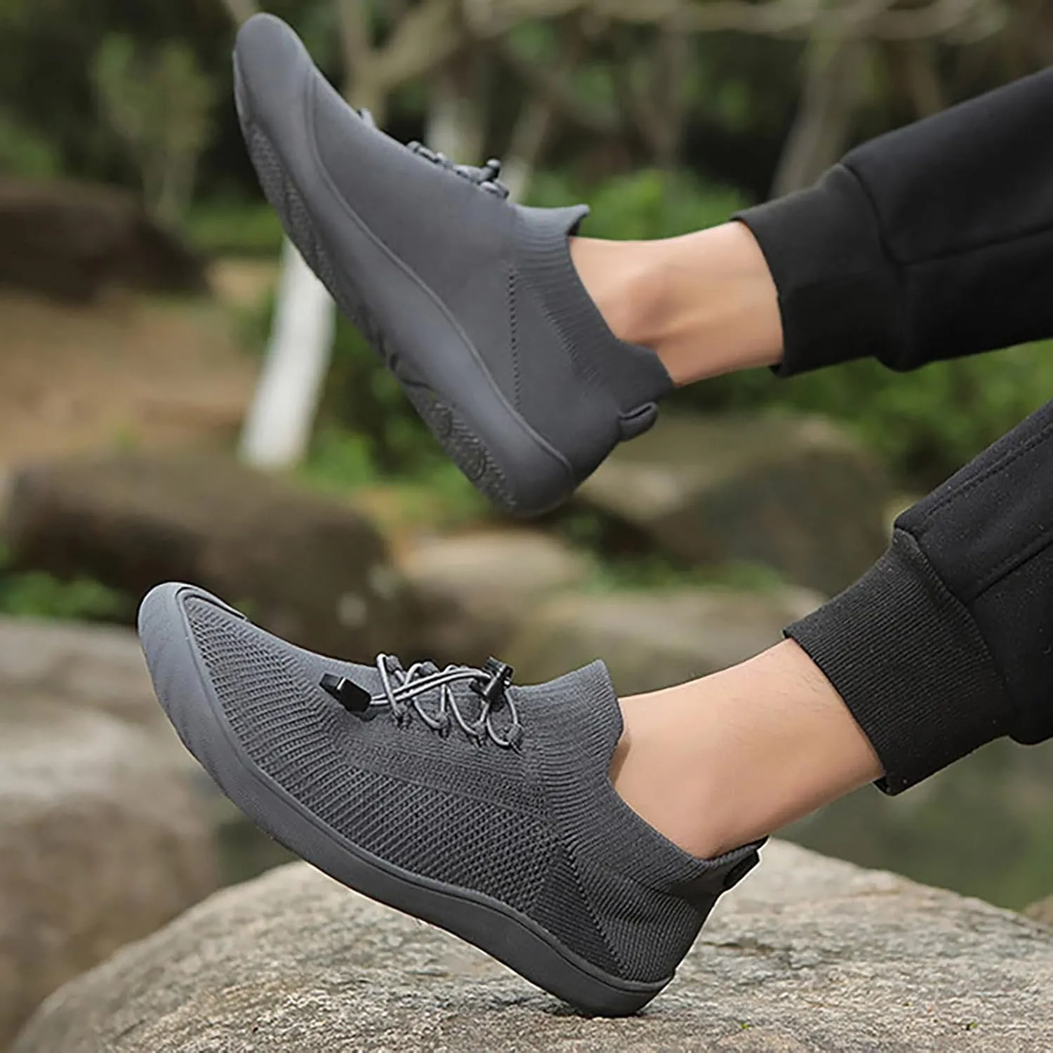 Mens Dress Shoes Casual Oxfords Shoes Knit Lightweight Tennis Shoes Womens Comfort Casual Work Shoes White Platform Sneakers Steel Toe Tennis Shoe Cross Trainer Shoe