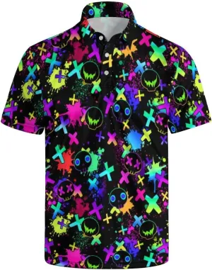 Mens Funny Polo Shirts, Short Sleeve Golf Shirts, Moisture Wicking Quick-Dry Business Casual Shirt for Men