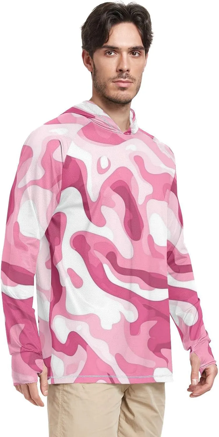 Mens Sun Protection Hoodie Long Sleeve Quick-Dry UPF 50  Rash Guard for Men