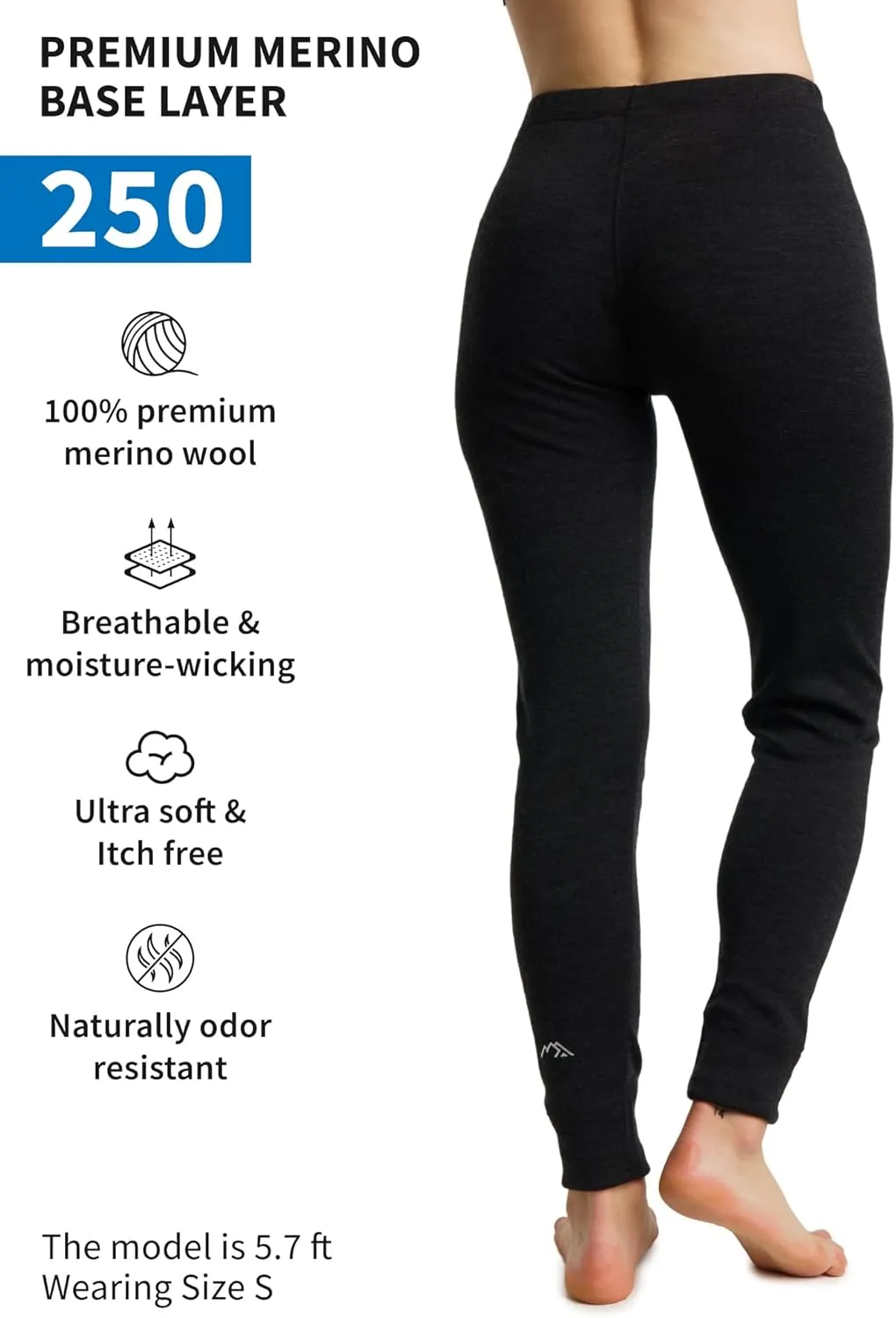 Merino Wool Base Layer Women Pants 100% Merino Wool Leggings Heavyweight, Midweight, Lite Thermal Underwear Bottom and Socks