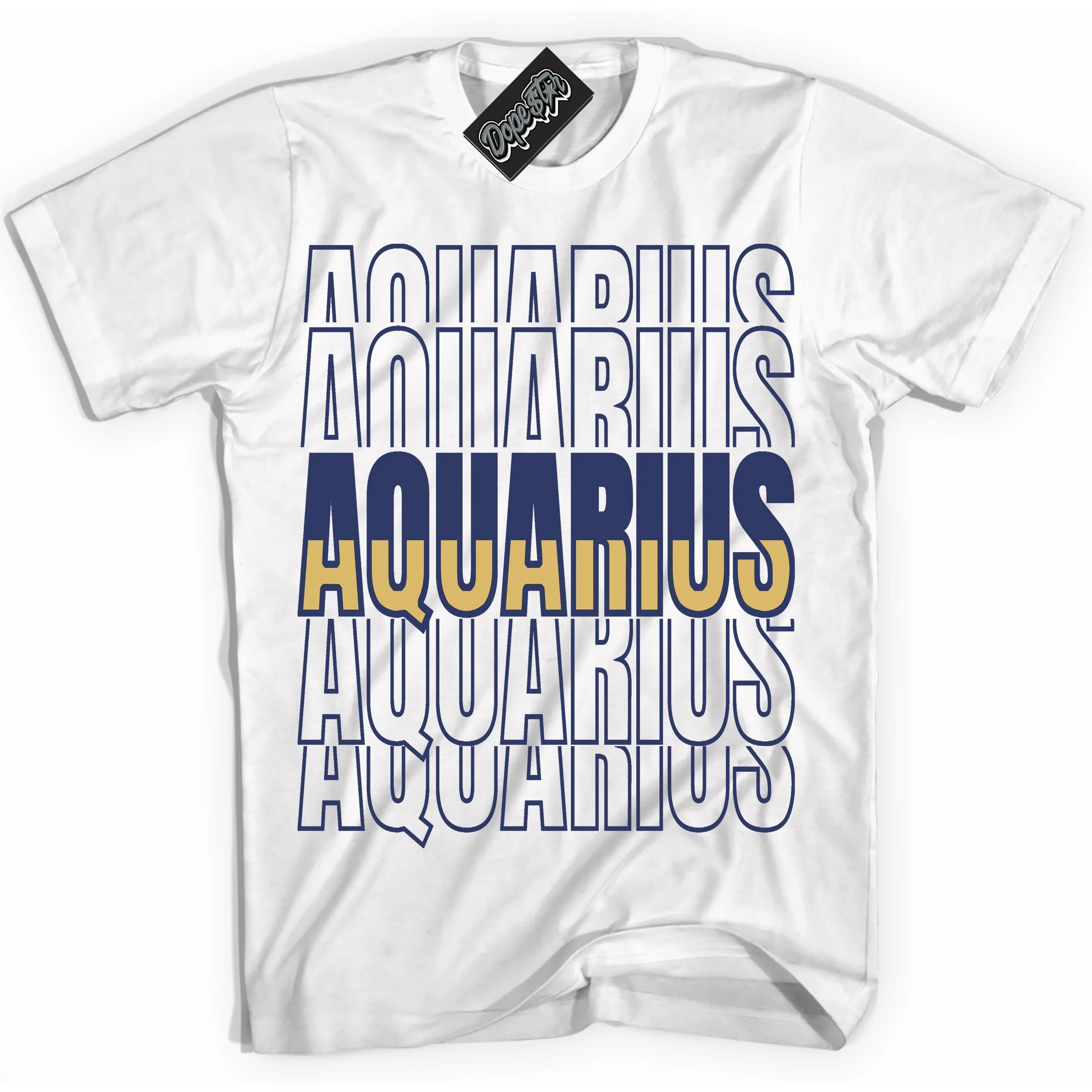 Method of Make Midnight Navy Metallic Gold 1s Sneaker Shirt Aquarius Graphic