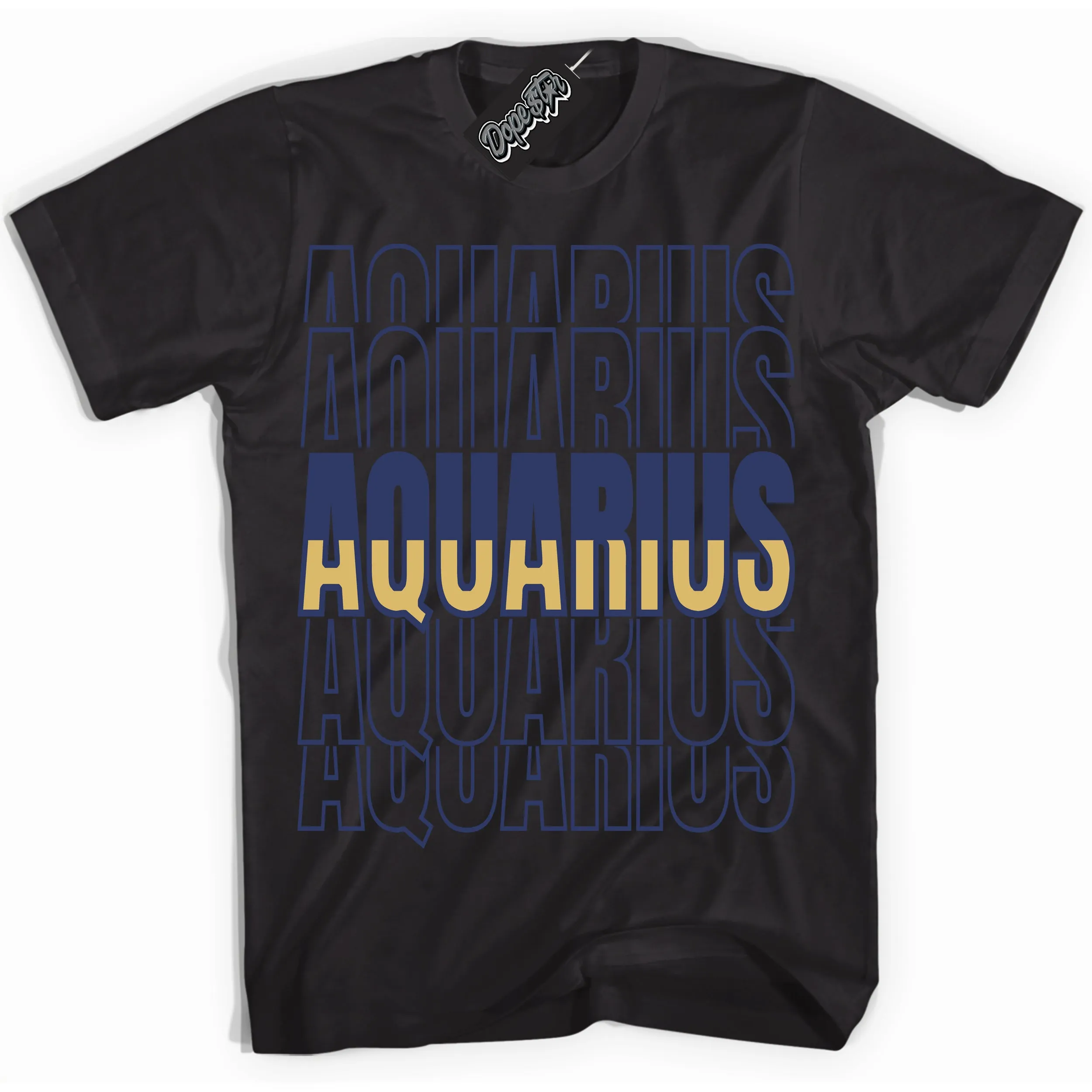 Method of Make Midnight Navy Metallic Gold 1s Sneaker Shirt Aquarius Graphic