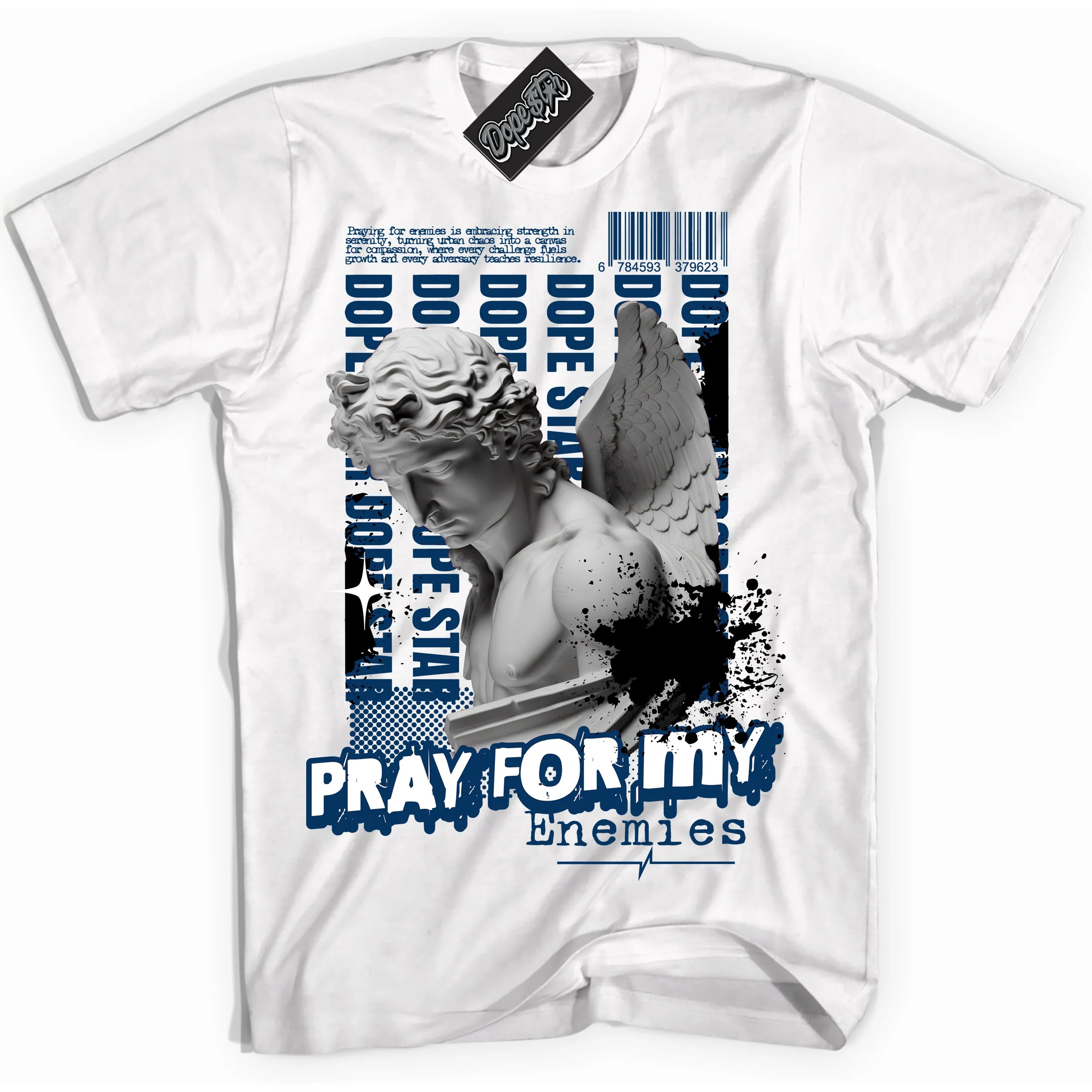 Midnight Navy 1s Sneaker Shirt Pray Enemies Graphic