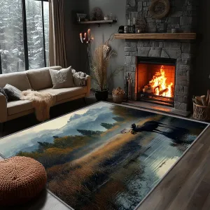 Moose Rugs for Cabin - Moose Rug, 3x5 Rug, Wildlife Nature Forest Mountain Area Rug, Wild Animal Cabin Door Mat, Washable & Non Slip & Soft Small Carpet, Moose Home Decor