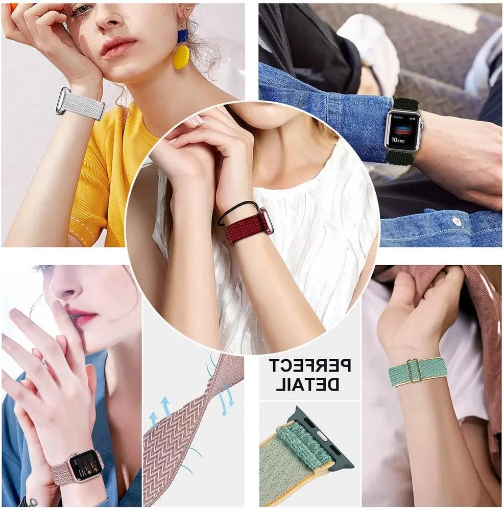 Nylon Elastic Single Loop Watch Band for Watch Series 38mm 42mm for iWatch Series 1-9 SE Ultra Adjustable Replacement Strap