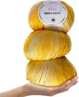 Ombré-Encore Chunky Ombre Yarn for Crocheting, 3 Balls, 507Yds/420G, Free Patterns - Multi Colored Bulky 5 Weight Yarn for Knitting - Duck Yellow