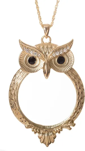 Owl 4x Magnifier Magnifying Glass Pendant Necklace, 30"