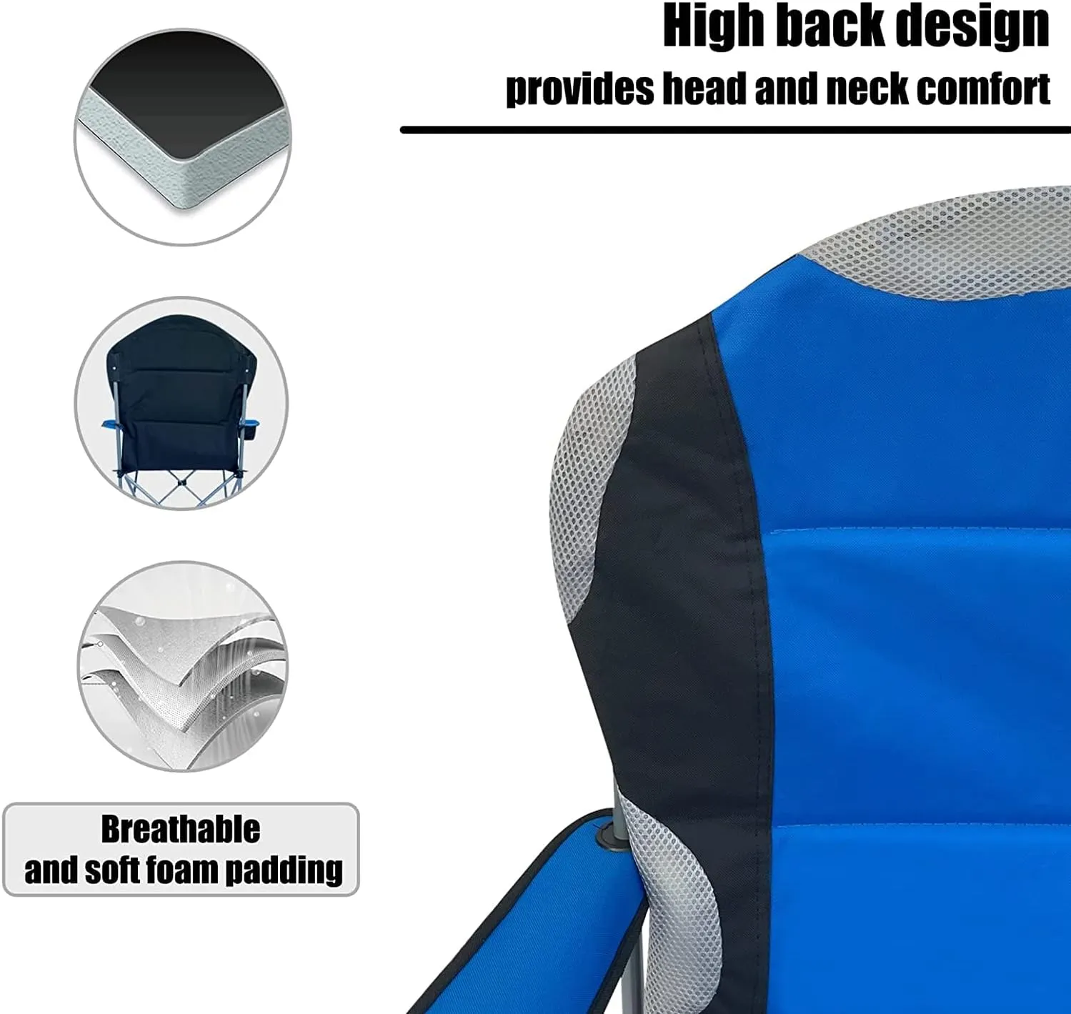 Padded Camping Chairs for Adults with Armrests and Cup Holder, Heavy Duty Folding Chair Portable for Fishing Beach, Perfect for Caravan Trips, BBQs, Garden, Picnic
