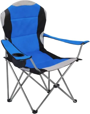 Padded Camping Chairs for Adults with Armrests and Cup Holder, Heavy Duty Folding Chair Portable for Fishing Beach, Perfect for Caravan Trips, BBQs, Garden, Picnic
