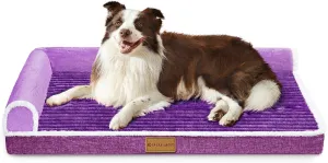 Patas Lague Orthopedic XXL Dog Bed for Extra Large Dogs 48''X30'', Waterproof Comfortable L Shaped Big Large Non-Slip Soft Warm Pet Sofa Sleep Bed mat with Removable Washable Cover, Purple