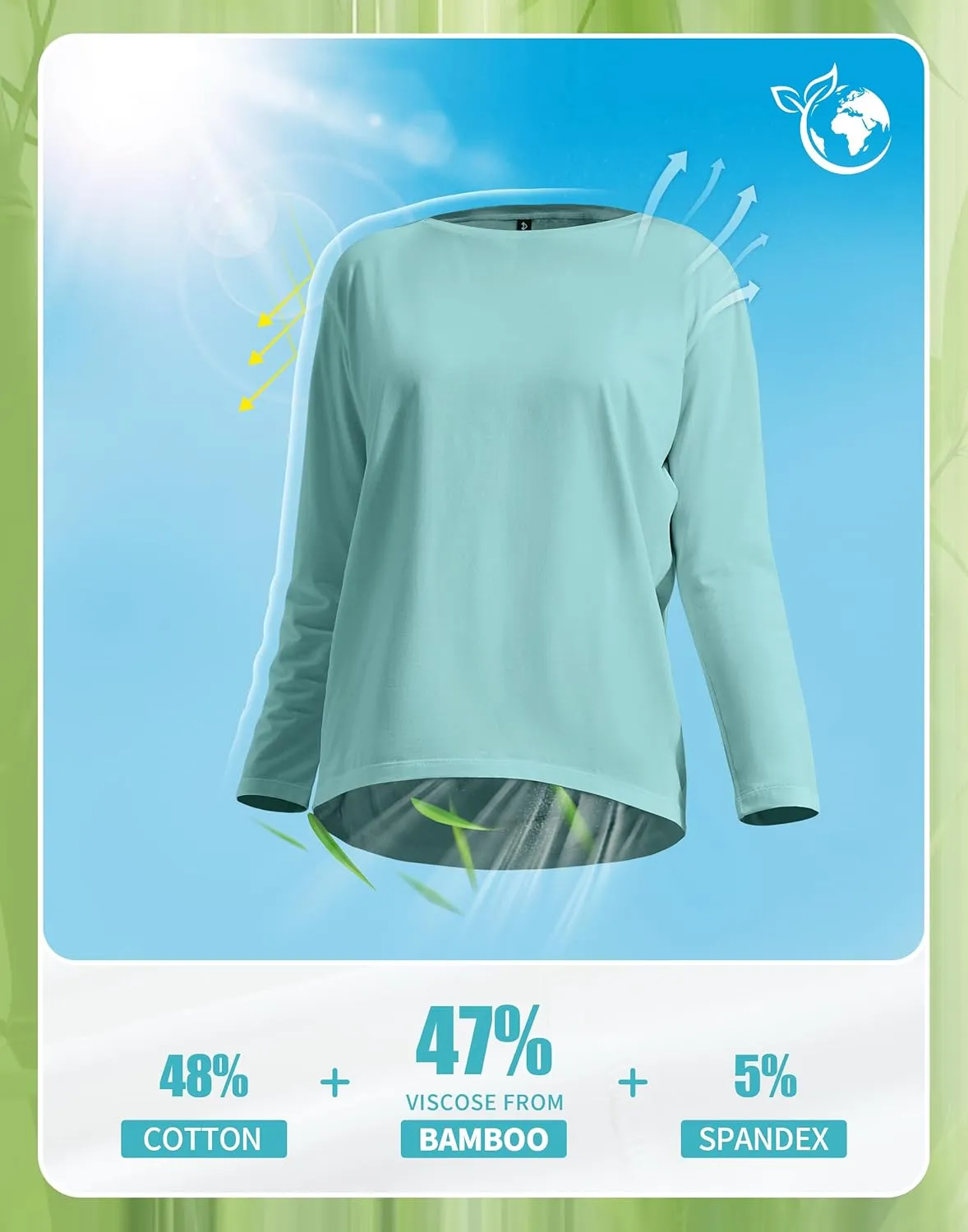 Pioneer Camp Bamboo Viscose Long Sleeve Workout Shirts for Women Back Loose Fit Yoga Athletic T-Shirts Casual Boat Neck Tops