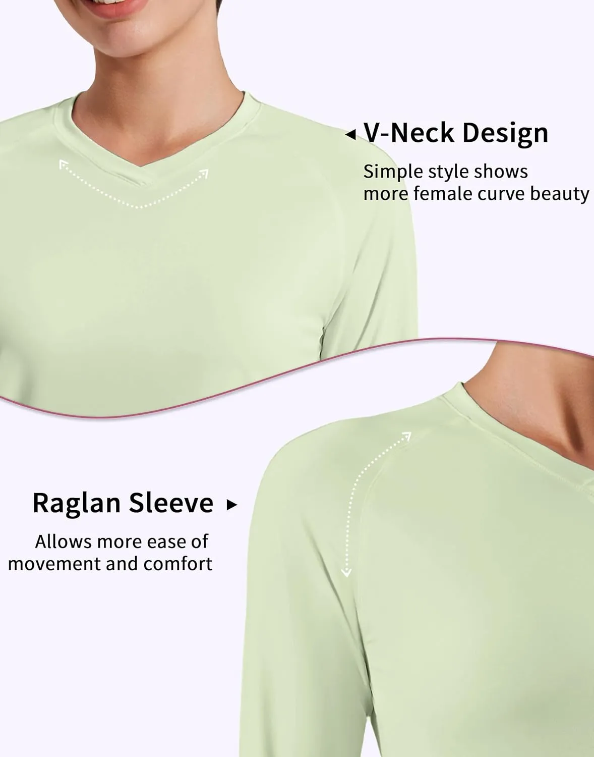 Pioneer Camp Women's UV Sun Protection SPF Shirt V Neck UPF 50  Long Sleeve Workout Tops Quick Dry Rash Guard Hiking Running