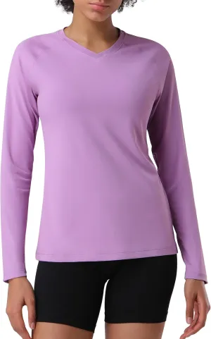 Pioneer Camp Women's UV Sun Protection SPF Shirt V Neck UPF 50  Long Sleeve Workout Tops Quick Dry Rash Guard Hiking Running
