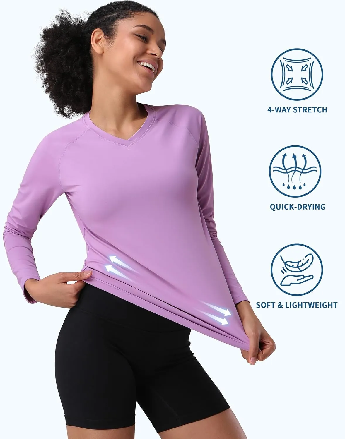 Pioneer Camp Women's UV Sun Protection SPF Shirt V Neck UPF 50  Long Sleeve Workout Tops Quick Dry Rash Guard Hiking Running