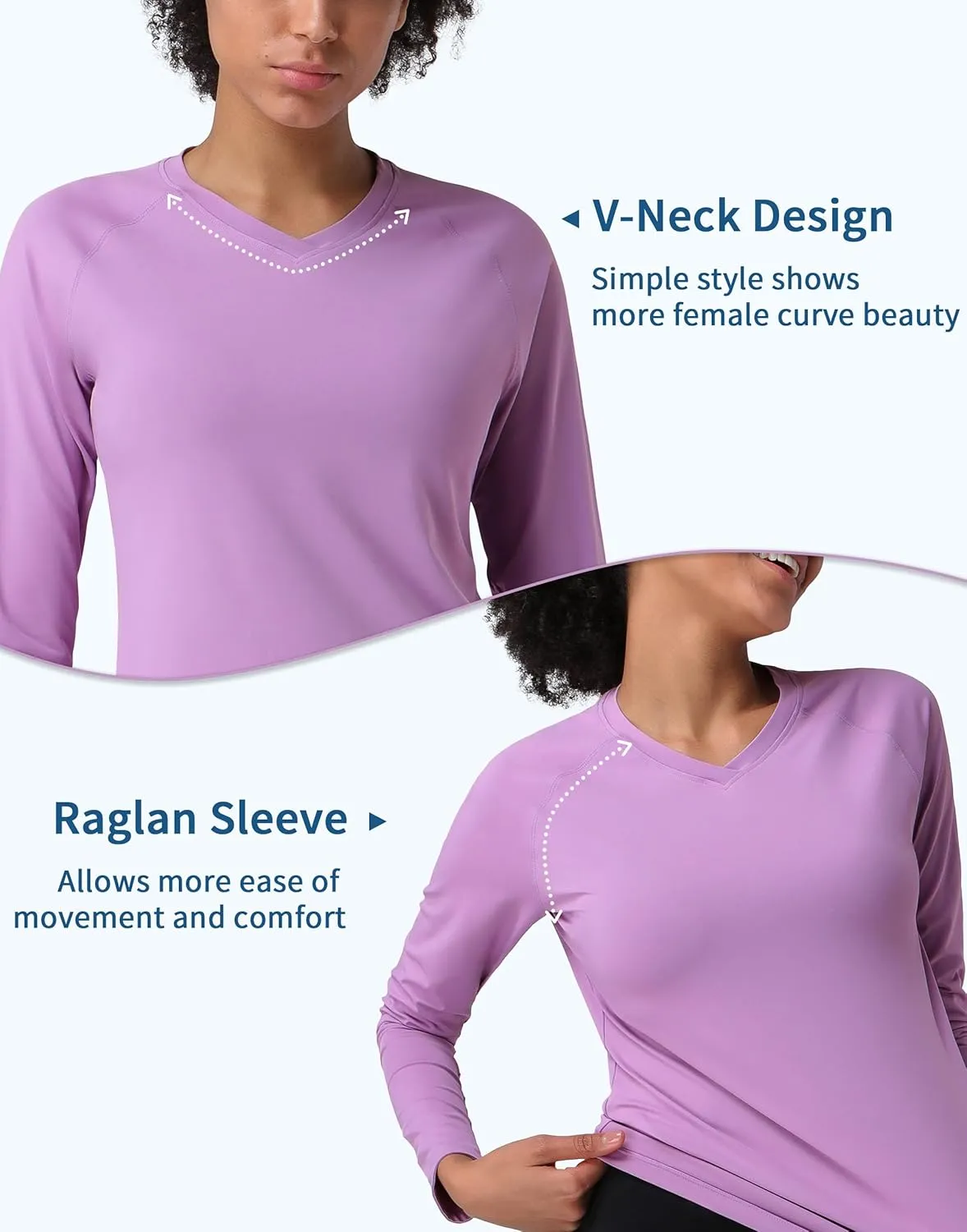 Pioneer Camp Women's UV Sun Protection SPF Shirt V Neck UPF 50  Long Sleeve Workout Tops Quick Dry Rash Guard Hiking Running