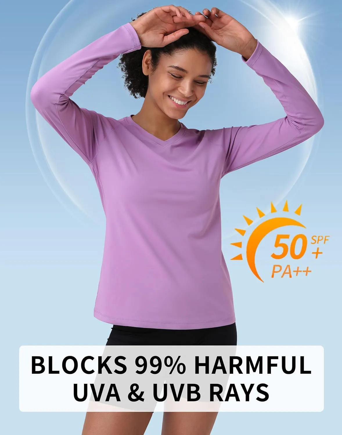 Pioneer Camp Women's UV Sun Protection SPF Shirt V Neck UPF 50  Long Sleeve Workout Tops Quick Dry Rash Guard Hiking Running