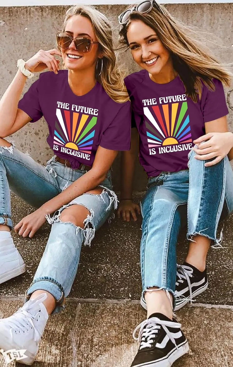 Pride Shirts for Women Rainbow Tee Shirt The Future is Inclusive Letter Print Short Sleeve LGBTQ Casual Tops